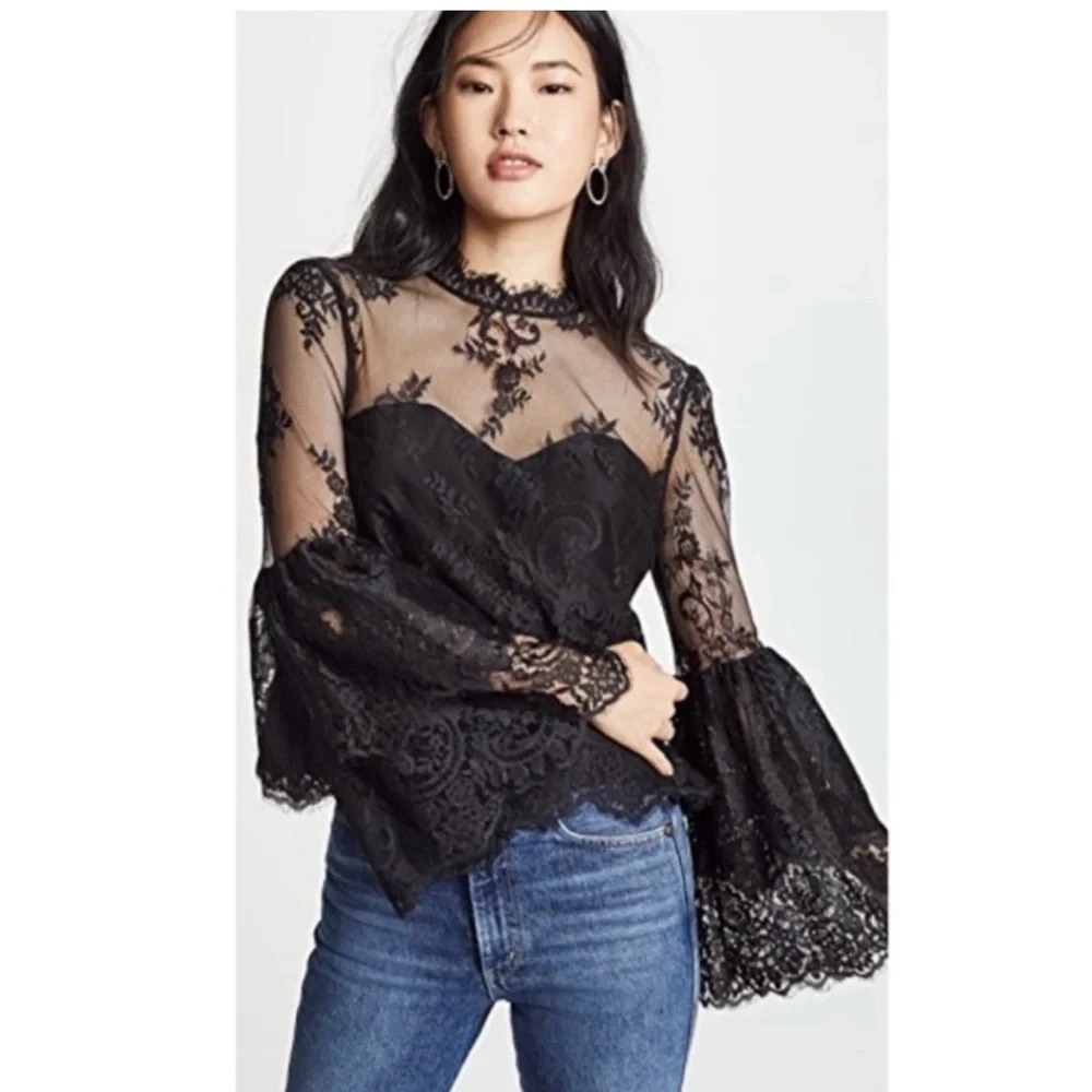 BB Dakota NWT Cupcakes and Cashmere‎ black lace top Small